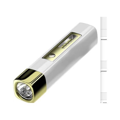 Lampe torche LED ultra-lumineuse (dorée), rechargeable par USB, batterie 18650, idéale pour le vélo et le camping. (1/4)
