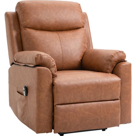 Faux Lear 70° Electric Riser Recliner Chair - Brown (1/5)