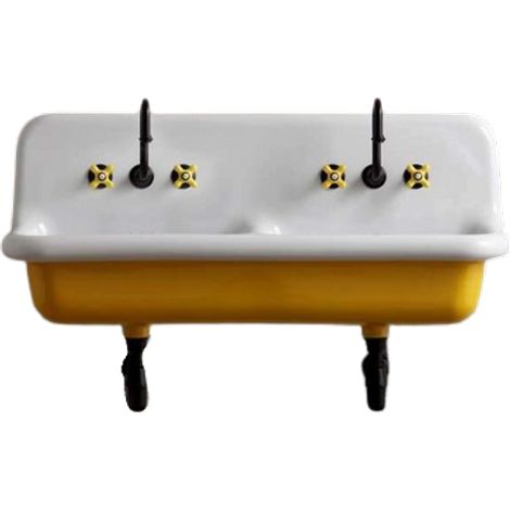 Lavabo en céramique émaillée 120 cm – Vasque à poser jaune moutarde – Durabilité et entretien facile – Garantie 25 ans – Bleu Provence