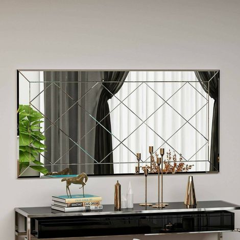 Dmora - Espejito Dpessin, Espejo, Objeto de decoración de pared, Decoración de espejo, 60x2h120 cm, Blanco (1/5)