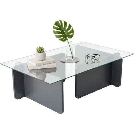 Dmora - Tavolino da salotto Kallias, Tavolo basso da caffè, Portariviste per divano, Ripiano da soggiorno, 105x65 h30 cm, Antracite