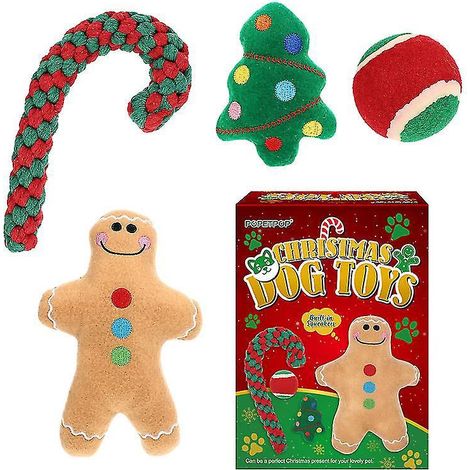 Lot de 4 jouets de Noël pour chiens