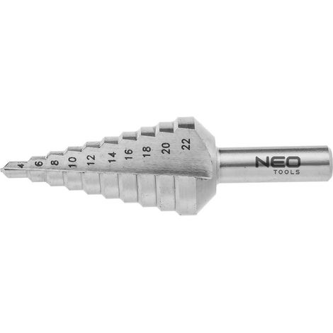 Broca escalonada neo step drill bit cónica 4-22 mm paso 2 mm (1/3)
