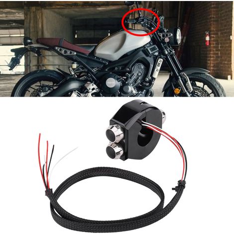 22 mm CNC-gefräster Aluminium-Motorradlenker mit temporärer Sperre/Reset-Druckknopf, schwarz (1/5)