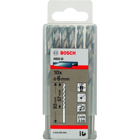 Broca para metal HSS-G DIN 338 6 x 57 x 93 mm  BOSCH 2608595066