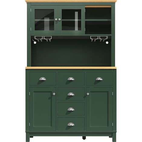 Credenza alta da cucina in MDF verde 104x40x180 cm con luci LED e portas bicchieri MODENUIT (1/5)
