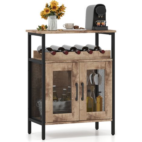 CASART Bar Cabinet Liquor Cabinet with Removable Wine Rack-Grey Wash (1/5)