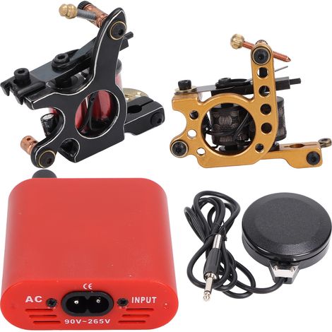 Kit complet de machine à tatouer, kit professionnel pour débutants, alimentation, pince à aiguille, cordon, prise 90-265VEU (1/5)