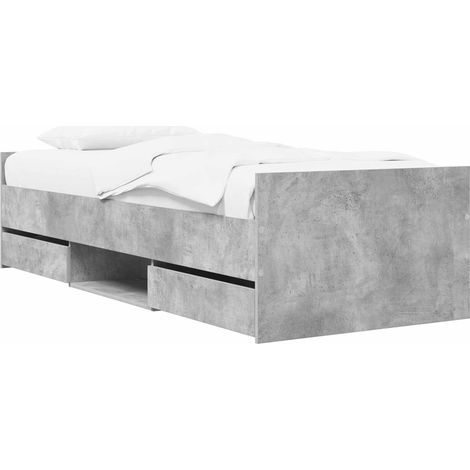 Maison Exclusive - Cadre de lit avec tiroir Gris béton Bois d'ingénierie (1/5)