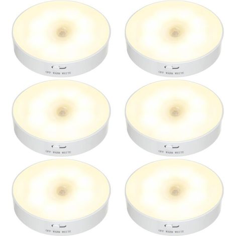 Paquet de 6 veilleuses LED sans fil, lampe de sécurité alimentée par batterie rechargeable USB pour escalier, chambre à coucher, salon, salle de bain, armoire, garage, cuisine sous les armoires Réglet (1/3)