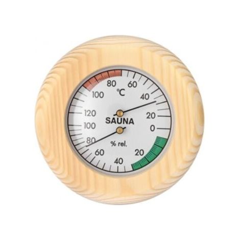 Sauna Klimamesser,Hygromètre pour Sauna,Thermomètre pour Sauna,réglable manuellement,2en1 Mesureur de température et d'humidité pour Sauna,Bois Noble,Diamètre 13,5 cm (1/3)
