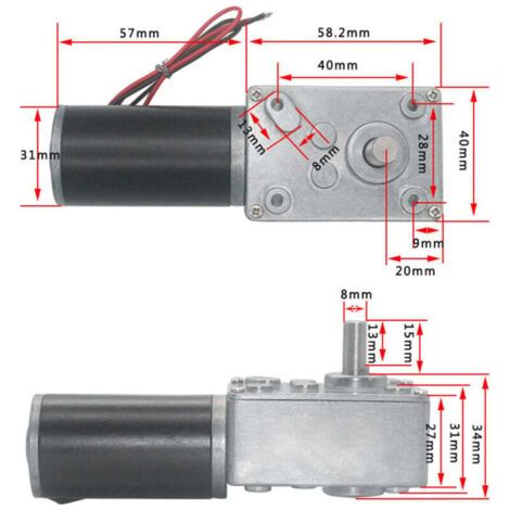 Moteur électrique à engrenages Jeffergarden avec engrenage à vis sans fin réversible et boîte de vitesses, arbre de 8 mm, 12 V (12 V, 20 tr/min) (1/3)