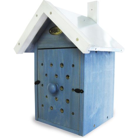 HABAU Bienenbeobachtungskasten / Insektenhotel, Blau, mit Metalldach, 21,5 x 20,5 x 37,5 cm