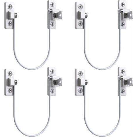 4pcs Entrebâilleur Fenêtre Porte Restricteur de Porte de Fenêtre Verrou Fenetre UPVC Verrouillage de Limite Verrou de Sécurité Câble Serrure de Limite Avec Clé et Vis (1/4)
