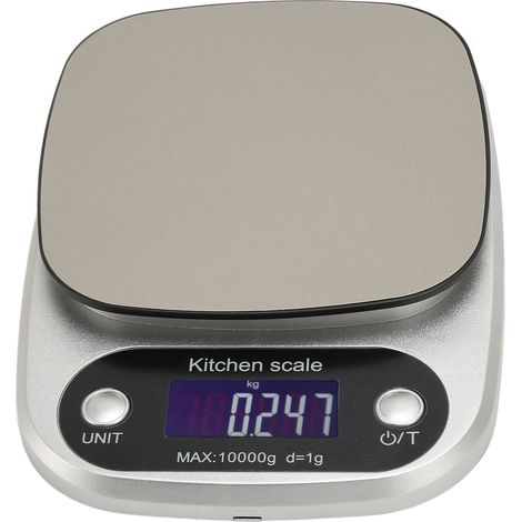 Digitale Küchenwaage 10 kg/22 lb, Edelstahl, wasserdicht, 1 g/0,1 oz präzise Teilung, Tara-Funktion, LCD-Anzeige (1/5)