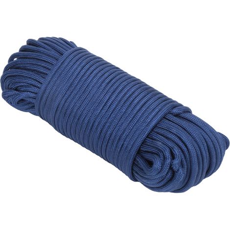 Corde d'escalade robuste 10 brins pour sauvetage et séchage en extérieur - Bleu marine (1/5)