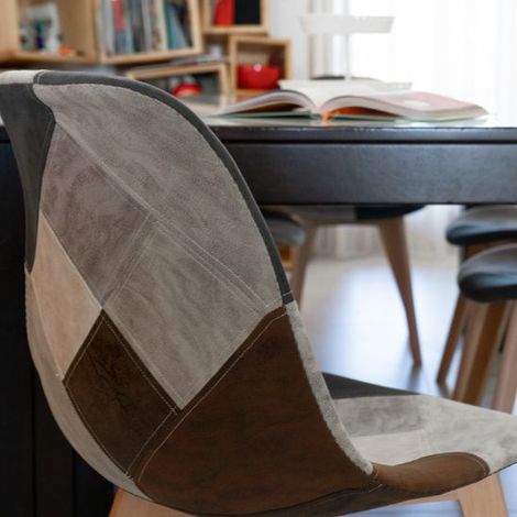 Sedie da pranzo Ornella patchwork con gambe in faggio  4 sedie