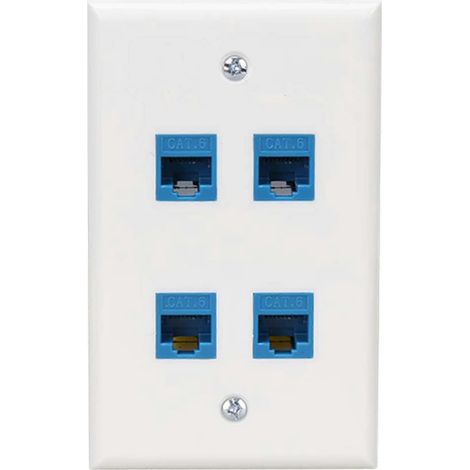 Ethernet Wall Plate 4 Port for Cat7/6/6E/5/5E Ethernet Devices -Blue-- (1/5)