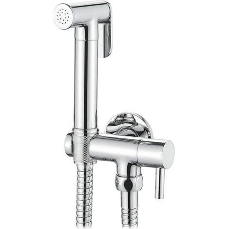 Toilet Set with Hose, Holder, and Shower Head, Chrome, Silver (1/5)