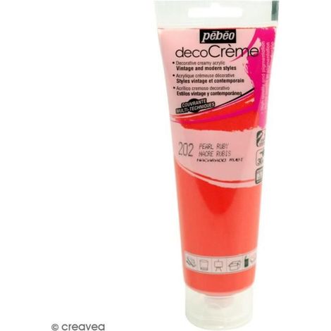 Peinture acrylique - PEBEO - DecoCrème - Rouge Rubis nacré - 120 ml - Nacré