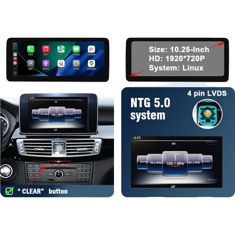 Touchscreen multimediale per auto, compatibile con CarPlay wireless e Android Auto, 10,25 pollici NTG5.0 (1/2)