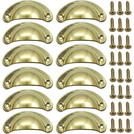 Poignée Bouton de Porte Décoration Rétro pour Meuble Tiroir Poignée de Coquille Vintage pour Tiroir Armoire Meuble Cuisine Fer Incurvé Bouton de Porte de Placard Retro Pour Armoire(12PCS) (1/5)