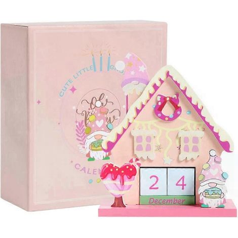 Calendrier de l'Avent intérieur pour le bureau et la maison, en forme de chalet de Noël, avec compte à rebours de Noël et décorations en bois. (1/5)