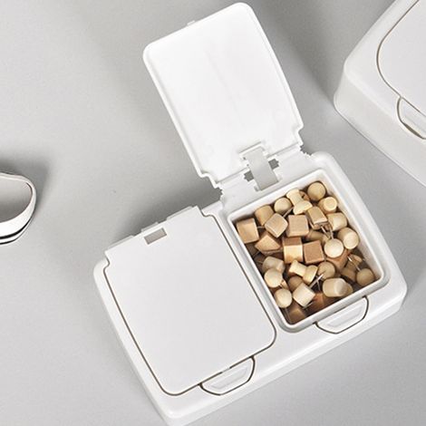 Organizer-Box aus Kunststoff mit Fächern für Wattebällchen und Deckel für Reisen und Badezimmer – 2 Fächer, multifunktional, tragbar (1/5)