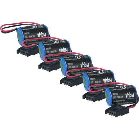 vhbw 5x Battery compatible with Allen Bradley COMPACTLOGIX 1769-L35E, 1769-L32E, 1769-L23-QBFC1B Industrial Controller (1000 mAh, 3 V, Li-MnO2)