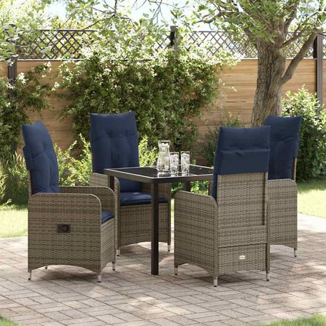 vidaXL Set da Pranzo per Giardino con cuscino 5 pcs Nero Poly Rattan (1/5)
