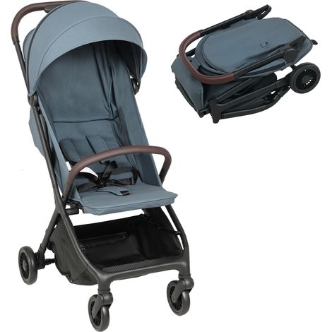 Poussette pliante pour bébé, capuche à harnais à 5 points, 15 kg, dossier inclinable, bleu foncé, repose-pieds réglable