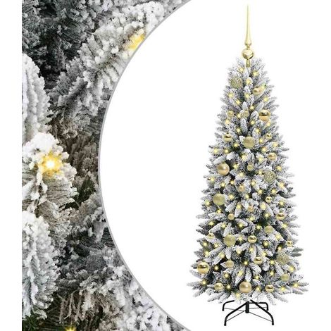 Sapin de Noël artificiel, avec 150 lumières LED et support, blanc, 120 cm (1/5)
