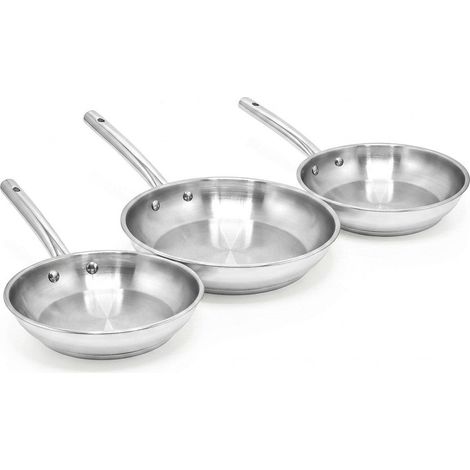 Lot de 3 poêles à frire en inox 20 cm 24 cm 28 cm Fackelmann Rhona (1/5)
