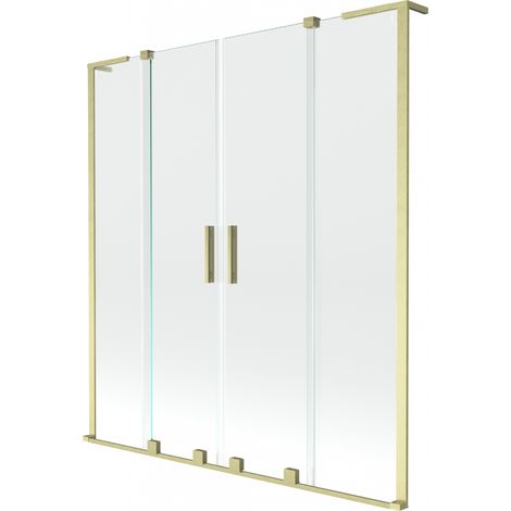 Mexen Velar L Duo Duschabtrennung 2-flügelig verschiebbar 150 x 150 cm, transparent, gold gebürstet - 896-150-003-02-55