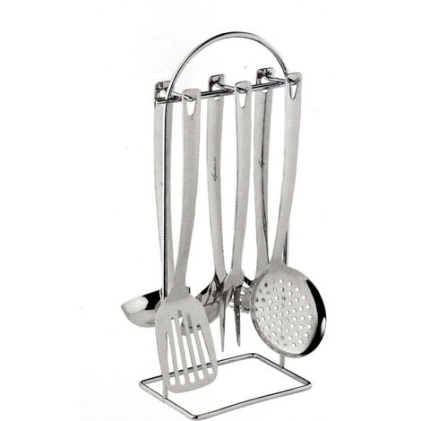 Lagostina Grancucina Set Porta Utensili Con 6 Accessori In Acciaio Inox Con Supporto