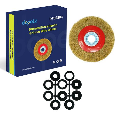 Dapetz ® Brassed Steel Wire Wheel 200mm X 20mm Hardened & Brassed 0.3mm For 200 mm Bench Grinders Deburring, Derusting, Descaling, Paint Removal, Finishing (1/5)