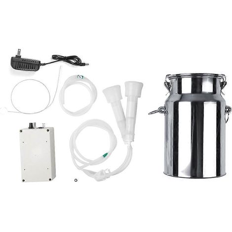 Trayeuse électrique 7L pour chèvres et vaches, pompe à vide pulsée, usage domestique, kit complet avec seau inox, adaptée élevage familial, pratique et efficace. (1/5)