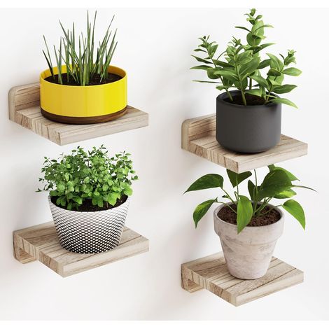 4er-Pack schwebende Wandregale – Kleine Holzregale 5x5 Zoll für die Dekoration von Wohnräumen, Küche, Bad und Wohnzimmer (1/5)