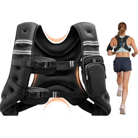 VEVOR Gilet Zavorrato con Pesi, Giubbotto Zavorrato 11,46 kg con Strisce Riflettenti Fibbia Regolabile Tasche Portaoggetti Allenamento di Forza Corsa Jogging Fitness, Riempimento Sabbia di Ferro (1/5)