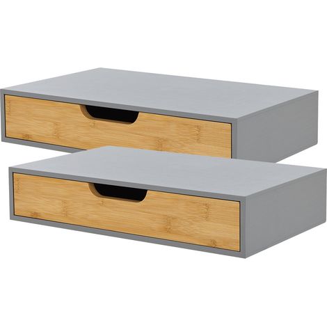 Lot de 2 étagères murales meuble de rangement moderne 40 x 24 x 8 cm gris (1/5)