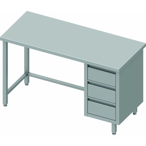 Table Inox 3 Tiroirs A Droite Sans Dosseret - Gamme 600 - Stalgast