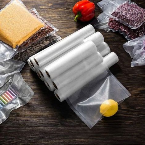 Sacs de mise sous vide pour aliments, 1 rouleau, 12 x 500 cm, adaptés à toutes les machines de mise sous vide. (1/5)