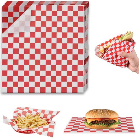 100 papeles para envolver alimentos, ecológicos, encerados, antigrasa, para hornear, antiadherentes, con revestimiento de azufre, ideales para camping, hamburguesas, pizza, pan y sándwiches, 25,4 x 27 (1/5)