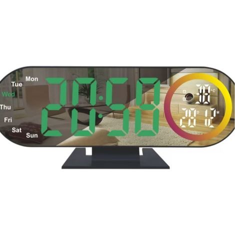 LED-Digitaluhr mit Timer, 7 Beleuchtungsfarben und Doppelalarm fürs Schlafzimmer