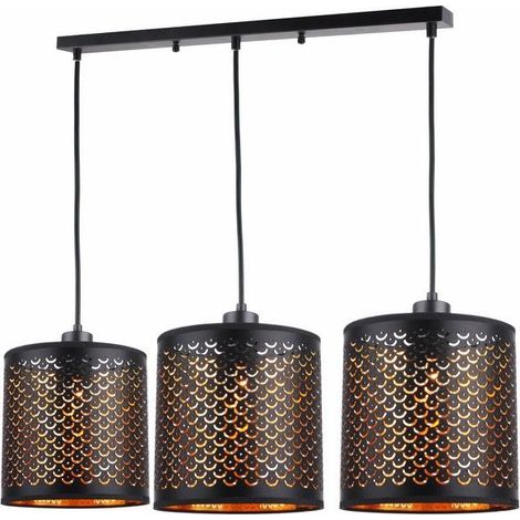 Suspension déco triple noire métal Betti Reality 3xE27
