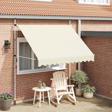 Store banne rétractable, à commande manuelle, 250 cm, blanc crème