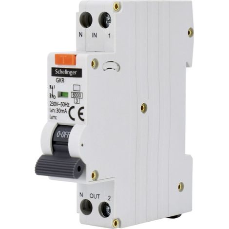Interruptor automático RCBO 1P B 20A 30mA TIPO A Schelinger (1/2)