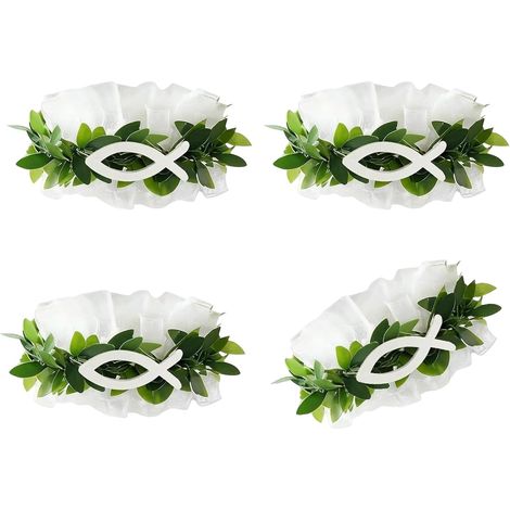 Lot de 4 magnifiques couronnes fabriquées en PVC et fil métallique à suspendre au mur pour décoration murale de table (1/4)