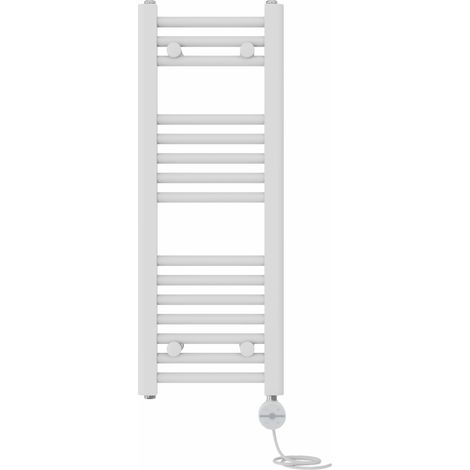 NRG Prefilled Thermostatic Electric Straight Heated Towel Rail Radiator 800 X 300mm White