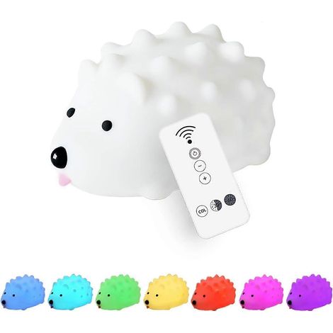 Veilleuse LED cadeau pour enfants et bébés, multicolore, commande tactile, hérisson mignon en silicone. (1/5)
